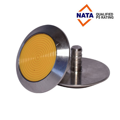 Stainless Steel with yellow polymer infill - Tactile Indicator & Braille Signage - Australian Tactiles & Braille